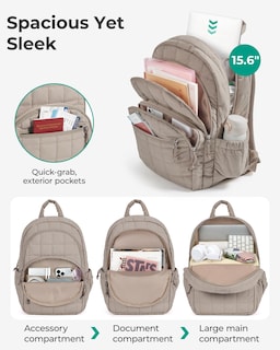 Foto 3 | Foto 3 | Mochila Quilted Resistente Al Agua Para Laptop 15.6'' Bagsmart Camel - Venta Internacional.