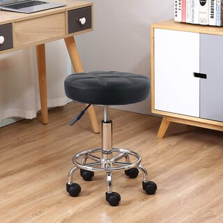 Foto 6 | Foto 6 | Taburete Con Ruedas Kktoner Redondo De Piel Sintética Ajustable En Altura - Venta Internacional.