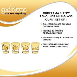 Foto 7 | Foto 7 | Shot Glass Silver Buffalo Gudetama Sleepy 45 Ml Juego De 4 - Venta Internacional.