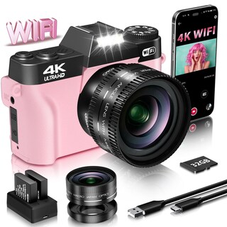 Foto 1 | Foto 1 | Cámara Vianger 4k Vlogging De 56 Mp Para Fotografía Y Vídeo Color Rosa - Venta Internacional.