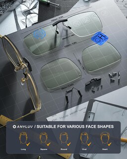 Foto 4 | Foto 4 | Gafas De Sol Anyluv Con Clip Rectangulares Que Bloquean La Luz Azul - Venta Internacional.