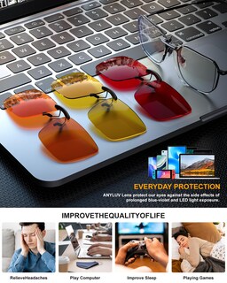 Foto 5 | Foto 5 | Gafas De Sol Anyluv Con Clip Rectangulares Que Bloquean La Luz Azul - Venta Internacional.