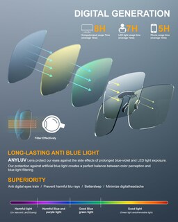 Foto 7 | Foto 7 | Gafas De Sol Anyluv Con Clip Rectangulares Que Bloquean La Luz Azul - Venta Internacional.