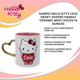 Foto 7 | Foto 7 | Taza De Cerámica Sanrio Hello Kitty Love Con Asa En Forma De Corazón - Venta Internacional.