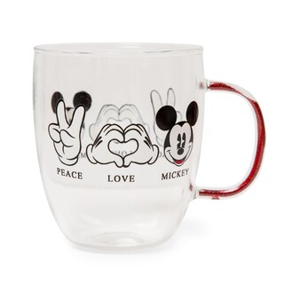 Foto 1 | Foto 1 | Taza De Café Disney Peace Love Mickey Mouse De Vidrio De 400 Ml - Venta Internacional.