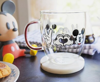 Foto 3 | Foto 3 | Taza De Café Disney Peace Love Mickey Mouse De Vidrio De 400 Ml - Venta Internacional.