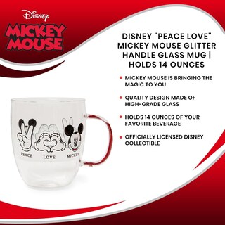 Foto 7 | Foto 7 | Taza De Café Disney Peace Love Mickey Mouse De Vidrio De 400 Ml - Venta Internacional.