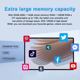 Foto 3 | Foto 3 | Tablet Suaat 10.1'' Android 14 20 Gb Ram 128 Gb Rom 1 Tb Azul - Venta Internacional.