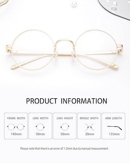 Foto 3 | Foto 3 | Gafas Pro Acme Retro Con Montura Redonda De Metal Y Lente Transparente Color Dorado - Venta Internacional.