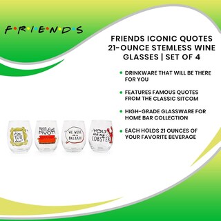Foto 7 | Foto 7 | Set De Copas De Vino Sin Tallo Friends Tv Show Iconic Quotes X4 - Venta Internacional.