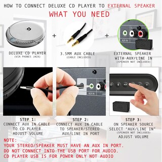 Foto 4 | Foto 4 | Reproductor De Cd Deluxe Products Portátil Antideslizante Con Auriculares - Venta Internacional.