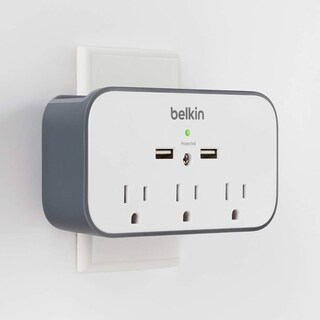 Foto 6 | Foto 6 | Protector De Pared Contra Sobretensiones Belkin De 3 Salidas Con 2 Puertos Usb 540j - Venta Internacional.