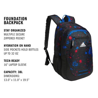 Foto 2 | Foto 2 | Mochila Para Portátil Adidas Foundation Splatter Negro Y Azul - Venta Internacional.