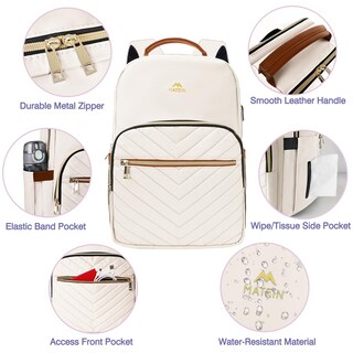 Foto 4 | Foto 4 | Mochila Matein Con Puerto Usb Acolchado Delgado De 15 6 Pulgadas Color Beige - Venta Internacional.