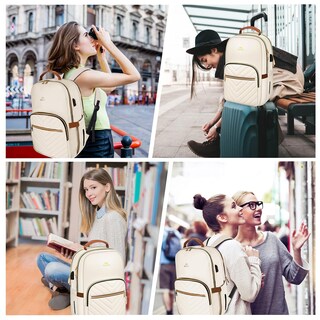 Foto 7 | Foto 7 | Mochila Matein Con Puerto Usb Acolchado Delgado De 15 6 Pulgadas Color Beige - Venta Internacional.