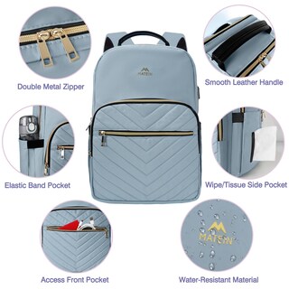 Foto 4 | Foto 4 | Mochila Acolchada Para Portátil Matein 15.6 Pulgadas A La Moda Para Viajes Azul Para Mujer - Venta Internacional.