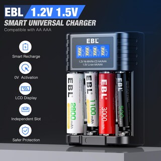 Foto 2 | Foto 2 | Cargador De Batería Ebl De 4 Ranuras Fast Type-c Aa Aaa - Venta Internacional.
