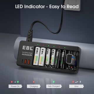 Foto 5 | Foto 5 | Cargador De Baterías Ebl Pj-n806n Nimh Nicd Li-ion Usb-a C - Venta Internacional.