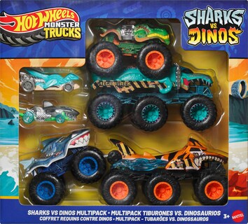 Foto 6 | Foto 6 | Juego De Camiones De Juguete Hot Wheels Sharks Vs Dinos 6 Piezas 1:64 - Venta Internacional.