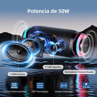 Foto 3 | Foto 3 | Altavoz Bluetooth Zealot S76 50w Con Luz Led Inalámbrica - Venta Internacional.