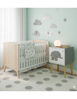 Foto 3 | Foto 3 | Buró Gris para Recámara Elefante Mesa de Noche Organizador Juguetes para Niños