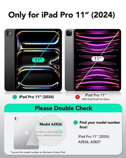 Foto 2 | Foto 2 | Funda Para Ipad Pro 11'' Esr M4 2024 5ª Generación Negra Y Transparente - Venta Internacional.