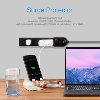 Foto 4 | Foto 4 | Protector Contra Sobretensiones Power Strip Kmc De 6 Salidas Paquete De 2 Cables 600j De 60 Cm - Venta Internacional.