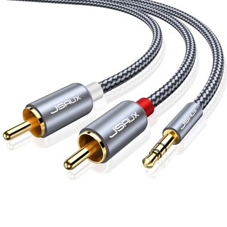 Foto 1 | Foto 1 | Cable Jsaux Rca A 3 5 Mm Auxiliar A Rca 25 Pies Trenzado De Nailon Gris - Venta Internacional.