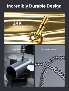 Foto 3 | Foto 3 | Cable Jsaux Rca A 3 5 Mm Auxiliar A Rca 25 Pies Trenzado De Nailon Gris - Venta Internacional.