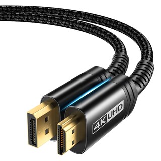 Foto 1 | Foto 1 | Cable Displayport A Hdmi Jsaux 4k De 3 M Nailon Trenzado Negro - Venta Internacional.