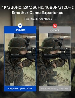 Foto 2 | Foto 2 | Cable Displayport A Hdmi Jsaux 4k De 3 M Nailon Trenzado Negro - Venta Internacional.