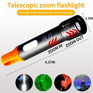 Foto 2 | Foto 2 | Linterna Led Recargable Yzyoe Con Zoom Multicolor De 16 Cm - Venta Internacional.