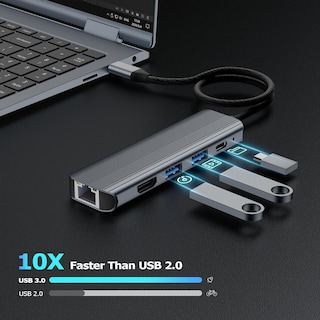 Foto 4 | Foto 4 | Adaptador Multipuerto Usb C Hub Glomtheia De 5 Gbps Usb A/c 4k Hdmi - Venta Internacional.