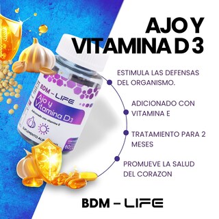 Foto 7 | Foto 7 | Bdm-life Ajo Y Vitamina D3 + Vitamina E  60 Cápsulas
