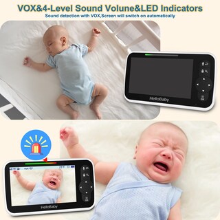 Foto 7 | Foto 7 | Monitor De Bebé Con Video Hellobaby Pantalla De 5'' Visión Nocturna Alcance De 305 M - Venta Internacional.
