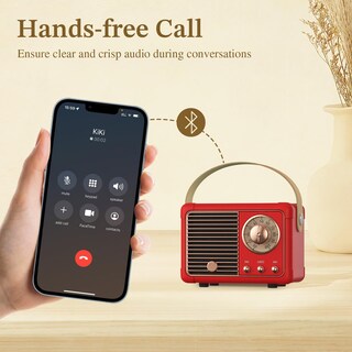 Foto 6 | Foto 6 | Altavoz Bluetooth Prunus J-999 Estilo Retro Vintage Rojo - Venta Internacional.