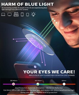 Foto 2 | Foto 2 | Gafas De Luz Azul Anyluv Lightweight Uv400 Con Protección Uv400 - Venta Internacional.