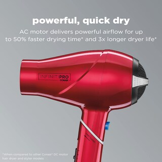 Foto 2 | Foto 2 | Secador De Pelo Infinitipro By Conair De 1875 W Con Motor De Ca Compacto Con Mango Plegable Giratorio Color Rojo