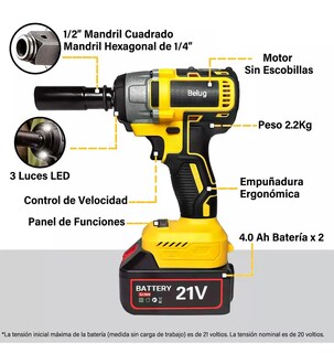 Foto 2 | Foto 2 | ''pistola Llave De Impacto Inalámbrico Ironhoof Batería De Color Amarillo 500w Amarilla ''