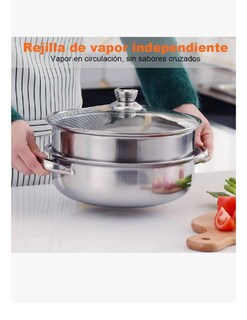 Foto 3 | Foto 3 | Olla De Acero Inoxidable Vaporera De Cocina 2 Capas 28cm