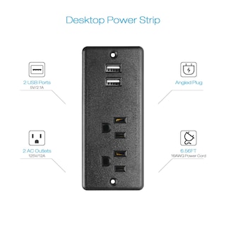 Foto 2 | Foto 2 | Regleta De Alimentación Empotrada Hhsoet Con Usb 2.1 A 125 V 12 A (negra) - Venta Internacional.