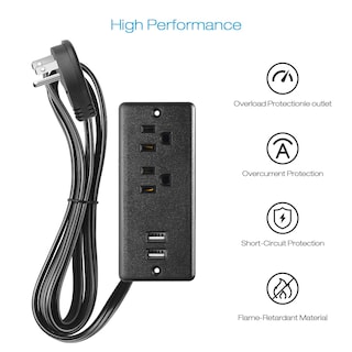 Foto 4 | Foto 4 | Regleta De Alimentación Empotrada Hhsoet Con Usb 2.1 A 125 V 12 A (negra) - Venta Internacional.
