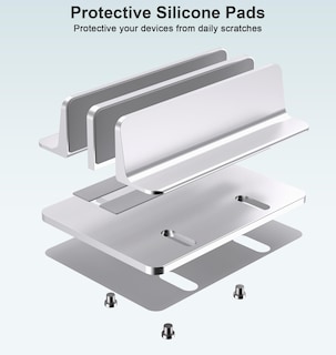 Foto 3 | Foto 3 | Soporte Para Portátil Bull-tech Vertical De 2 Ranuras De Aluminio Plateado - Venta Internacional.