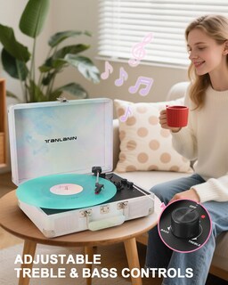 Foto 3 | Foto 3 | Tocadiscos Tanlanin Watercolor De 3 Velocidades Bluetooth Portátil - Venta Internacional.