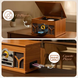 Foto 4 | Foto 4 | Tocadiscos Retrolife 10 En 1 Con Reproductor Inalámbrico De Cd Y Cassette - Venta Internacional.