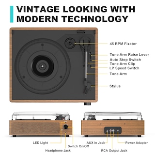 Foto 2 | Foto 2 | Reproductor De Vinilo Retro Turntable Seasonlife Inalámbrico De 3 Velocidades - Venta Internacional.