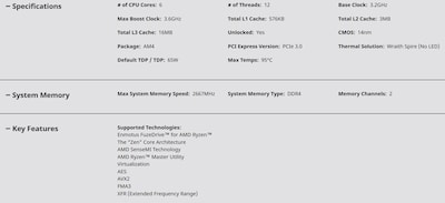 Foto 5 | Foto 5 | Procesador Amd Ryzen 5 1600 Am4 De 6 Núcleos Y 12 Hilos A 3 6 Ghz - Venta Internacional.