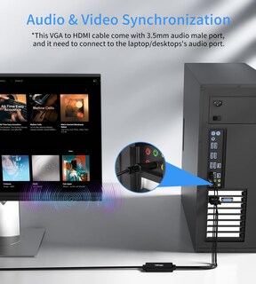 Foto 3 | Foto 3 | Cable Vga A Hdmi Fairikabe 1080p Hd Con Audio De 1 8 M - Venta Internacional.