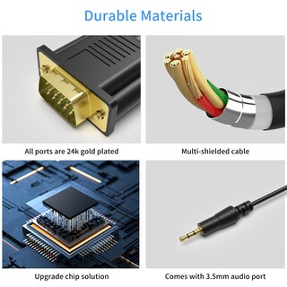 Foto 6 | Foto 6 | Cable Vga A Hdmi Fairikabe 1080p Hd Con Audio De 1 8 M - Venta Internacional.