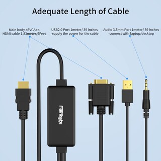 Foto 7 | Foto 7 | Cable Vga A Hdmi Fairikabe 1080p Hd Con Audio De 1 8 M - Venta Internacional.